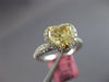 ESTATE LARGE 2.71CT WHITE & FANCY YELLOW DIAMOND 18K 2 TONE GOLD ENGAGEMENT RING