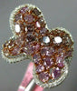 ESTATE LARGE 3.25CT WHITE & PINK DIAMOND 18K WHITE & ROSE BUTTERFLY FLOWER RING