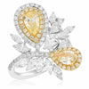 LARGE 3.36CT WHITE & FANCY YELLOW DIAMOND 18K TWO TONE GOLD CRISS CROSS FUN RING