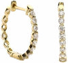 .27CT DIAMOND 18K YELLOW GOLD 3D ROUND SHARED PRONG HUGGIE HOOP HANGING EARRINGS