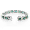 LARGE 19.25CT DIAMOND & AAA EMERALD 18K 2 TONE GOLD ROUND & EMERALD CUT BRACELET