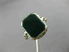 ANTIQUE WIDE GREEN AGATE 14K WHITE GOLD CLASSIC OPEN FILIGREE OCTAGON RING 26427