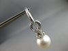 ESTATE LARGE 1.57CT DIAMOND & AAA SAPPHIRE & SOUTH SEA PEARL 18K WHITE GOLD 3D EARRINGS