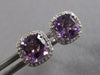 2.13CT DIAMOND & AAA AMETHYST 14KT WHITE GOLD CUSHION & ROUND HALO STUD EARRINGS