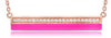 ESTATE .09CT DIAMOND & PINK ENAMEL 14KT ROSE GOLD 3D CLASSIC BAR FUN NECKLACE