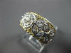 ESTATE WIDE .26CT DIAMOND 14KT 2 TONE GOLD 3D FLOWER FILIGREE ANNIVERSARY RING