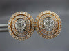 1.20CT DIAMOND 14KT WHITE & ROSE GOLD CLASSIC CLUSTER DOUBLE HALO STUD EARRINGS