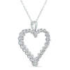 ESTATE 1.0CT DIAMOND 14KT WHITE GOLD 3D CLASSIC OPEN HEART LOVE FLOATING PENDANT