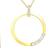 .47CT DIAMOND 18KT 2 TONE GOLD 3D CIRCLE OF LIFE MATTE & SHINY FLOATING PENDANT