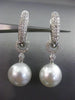 ESTATE LARGE .49CT DIAMOND 18KT WHITE GOLD SOUTH SEA PEARL PAVE ETOILE EARRINGS
