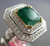 EXTRA LARGE 5.86CT DIAMOND & AAA EMERALD 18K 2 TONE GOLD 3D CUSHION OCTAGON RING