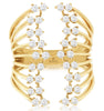 ESTATE EXTRA LARGE .75CT DIAMOND 14KT YELLOW GOLD 3D MULTI ROW TENSION FUN RING