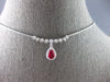 .78CT DIAMOND & AAA RUBY 14KT WHITE GOLD PEAR SHAPE & ROUND HALO LOVE NECKLACE