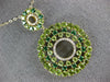 LARGE 8.37CT DIAMOND AAA & TSAVORITE PERIDOT 14KT YELLOW GOLD 3D FLOWER PENDANT