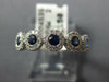 ESTATE .59CT DIAMOND & AAA SAPPHIRE 18K WHITE GOLD 3D ROUND FLOWER HALO FUN RING