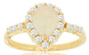 1.15CT DIAMOND & AAA OPAL 14KT YELLOW GOLD 3D PEAR SHAPE & ROUND HALO FUN RING