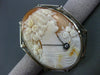 ANTIQUE LARGE OLD MINE DIAMOND 14KT WHITE GOLD FILIGREE CAMEO BROOCH PIN #11970