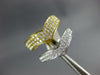 ESTATE LARGE .84CT DIAMOND 18K WHITE & YELLOW GOLD MULTI ROW DOUBLE V SHAPE RING