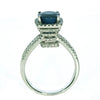LARGE 3.32CT DIAMOND & AAA SAPPHIRE 18KT WHITE GOLD 3D CUSHION ENGAGEMENT RING