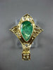 ANTIQUE LARGE 1.36CT DIAMOND & AAA EMERALD 18KT YELLOW GOLD ROSE CUT STAR RING