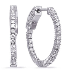 .47CT DIAMOND 14KT WHITE GOLD 3D ROUND CLASSIC INSIDE OUT HOOP HANGING EARRINGS