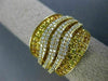 ESTATE WIDE 3.26CT DIAMOND & AAA YELLOW SAPPHIRE 14K YELLOW GOLD MULTI WAVE RING
