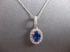 1.28CT DIAMOND & AAA CEYLON SAPPHIRE 14KT WHITE GOLD OVAL HALO FLOATING PENDANT