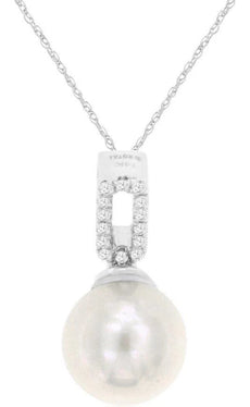 .05CT DIAMOND & AAA SOUTH SEA PEARL 14KT WHITE GOLD SOLITAIRE FLOATING PENDANT
