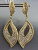 ESTATE LARGE 4.24CT DIAMOND 18KT YELLOW GOLD 3D MULTI ROW LEAF HANGING EARRINGS