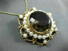 ANTIQUE LARGE 35CT SMOKY TOPAZ & SOUTH SEA PEARL 14KT YELLOW GOLD PENDANT BROOCH