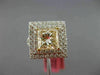 ESTATE LARGE GIA 3.86CT WHITE FANCY YELLOW DIAMOND 18K GOLD HALO ENGAGEMENT RING