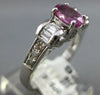 ESTATE 1.94CT DIAMOND & AAA PINK SAPPHIRE 18KT WHITE GOLD OVAL ENGAGEMENT RING