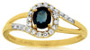 0.62CT DIAMOND & AAA SAPPHIRE 14KT YELLOW GOLD 3D OVAL & ROUND LOVE KNOT FUN RING