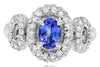 1.34CT DIAMOND & AAA TANZANITE 18KT WHITE GOLD CLASSIC HALO FRIENDSHIP LOVE RING