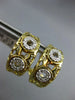 .15CT DIAMOND 14K 2 TONE GOLD CIRCULAR NUGGET SEMI HOOP CLIP ON HANGING EARRINGS