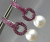 LARGE 2.75CT AAA PINK SAPPHIRE & SOUTH SEA PEARL 18K WHITE GOLD HANGING EARRINGS