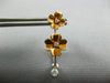 LARGE .27CT DIAMOND 18KT WHITE & ROSE GOLD 3D DOUBLE FLOWER HANGING EARRINGS