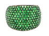 ESTATE EXTRA LARGE 3.48CT AAA TSAVORITE 18KT WHITE GOLD 3D PAVE FUN RING