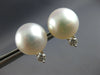 LARGE .10CT DIAMOND & AAA SOUTH SEA PEARL 18K WHITE GOLD SOLITAIRE STUD EARRINGS