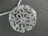 ESTATE LARGE 1.23CT DIAMOND 18K WHITE GOLD CIRCULAR OPEN FILIGREE FLOWER PENDANT