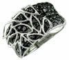 WIDE 2.0CT BLACK DIAMOND 14KT WHITE GOLD 3D MULTI ROW MULTI LEAF FUN RING