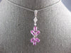 ESTATE 1.36CT DIAMOND & AAA PINK SAPPHIRE 14K WHITE GOLD FLOWER FLOATING PENDANT