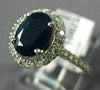 ESTATE 1.90CT DIAMOND & AAA OVAL SAPPHIRE 14K WHITE GOLD 3D HALO ENGAGEMENT RING