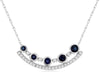 .57CT DIAMOND & AAA SAPPHIRE 14KT WHITE GOLD ROUND 5 STONE JOURNEY BAR NECKLACE