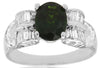 3.25CT DIAMOND & AAA RUSSALITE 14K WHITE GOLD 3D OVAL & BAGUETTE ENGAGEMENT RING