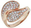 ESTATE 0.90CT DIAMOND 14KT ROSE GOLD 3D CLASSIC DOUBLE LEAF CRISS CROSS FUN RING