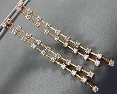 LONG 1.58CT DIAMOND 14KT ROSE GOLD 3D 2 ROW DIAMOND BY THE YARD HANGING EARRINGS