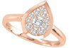 ESTATE .15CT DIAMOND 14KT ROSE GOLD 3D ROUND PEAR SHAPE CLUSTER FUN LOVE RING
