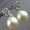 ESTATE LARGE 1.87CT DIAMOND & AAA SOUTH SEA PEARL 18KT WHITE GOLD 3D HANGING EARRINGS