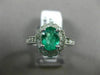 WIDE 1.30CT DIAMOND & AAA EMERALD 14K WHITE GOLD OVAL HALO ENGAGEMENT RING #2453